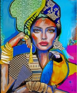 Abstract Woman and Parrot Paint By Numbers