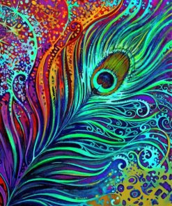 Colorful Peacock Feather Paint By Numbers