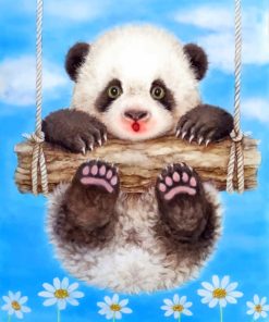 Adorable Swinging Pandas Paint By Numbers