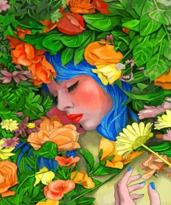 Aesthetic Woman with Flowers Paint By Numbers