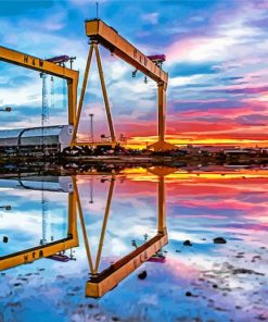 Aesthetic Purple Crane Sunset Paint By Numbers