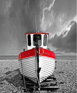 Aesthetic Black and White Boat Paint By Numbers