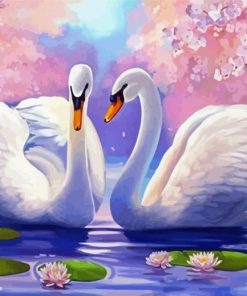 Aesthetic Cherry Tree Swans Paint By Numbers