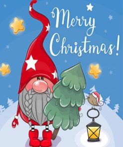 Aesthetic Christmas Gnome with Tree Paint By Numbers