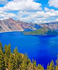 Aesthetic Crater Lake Scene Paint By Numbers