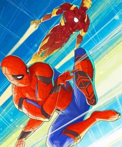 Aesthetic Iron Man and Spider-Man Painting by Numbers