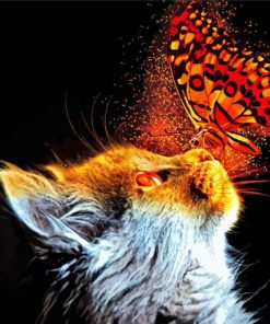 Aesthetic Kitten and Butterflies Paint By Numbers