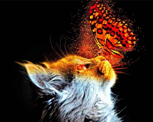 aesthetic-Kitten-With-Butterflies-paint-by-number