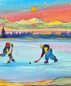 Aesthetic Pond Hockey Snow Scene Paint By Numbers