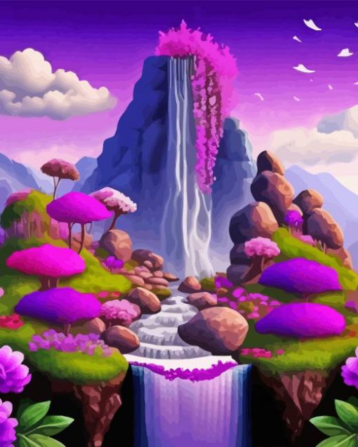 aesthetic-Purple-waterfall-paint-by-number