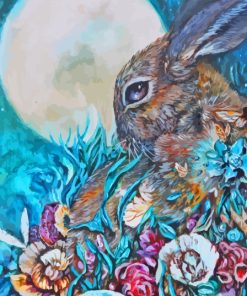 Aesthetic Rabbit With Blooms Paint By Numbers