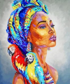 African Woman and Parrots Paint By Numbers