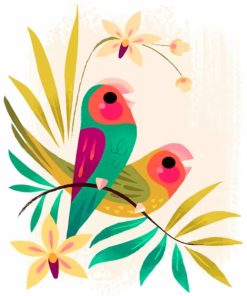 Aesthetic Birds with Leaves Paint By Numbers