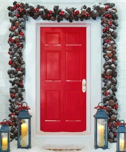 Aesthetic Red Door Nature Paint By Numbers