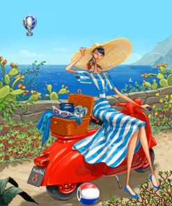 Aesthetic Woman Scooter Paint By Numbers