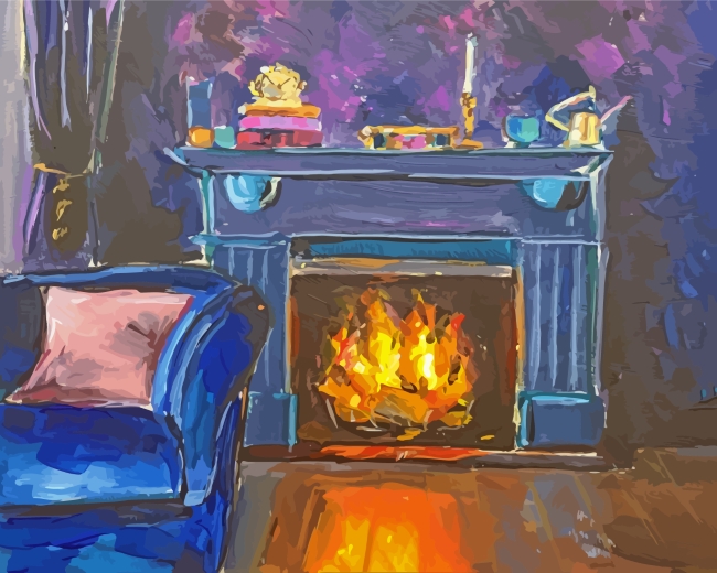 Finalizing Aesthetic Fireplace Flames Painting