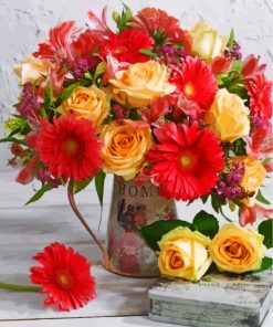 Red and Yellow Bouquet Paint By Numbers