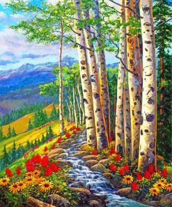 Aesthetic Nature Birch Trees Paint By Numbers