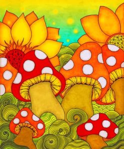 Floral Mushrooms Paint By Numbers