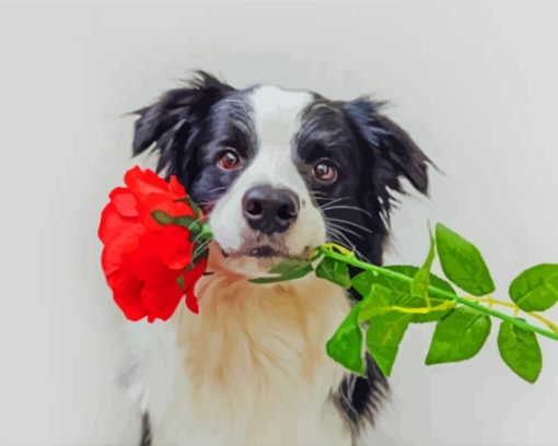 aesthetic-puppy-with-rose-paint-by-numbers