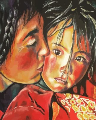 Tibetan Mother and Daughter Paint By Numbers