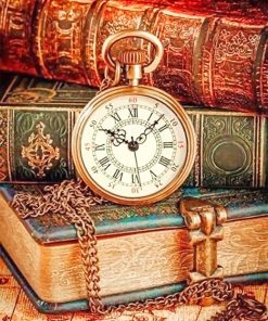 Aesthetic Vintage Clock Books Paint By Numbers