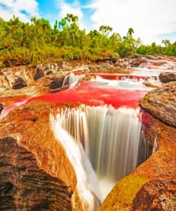 Aesthetic Colombian Waterfall Scene Paint By Numbers