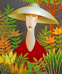 Aesthetic Sunhat Woman Paint By Numbers
