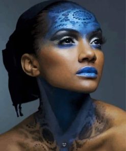 African Lady Blue Lipstick Paint By Numbers
