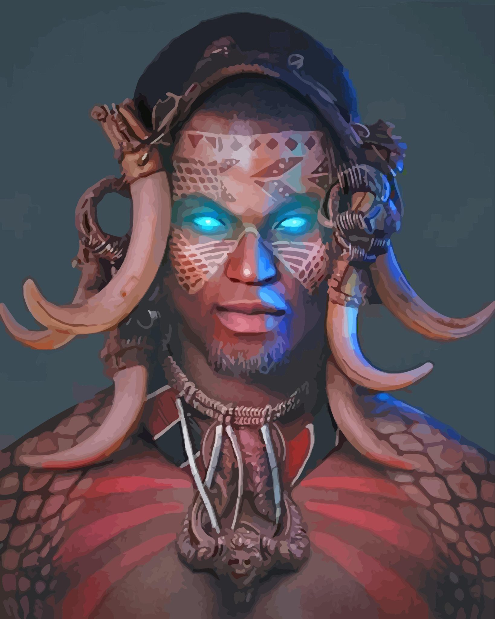 African Man Artistry Paint By Numbers Artwork Finished