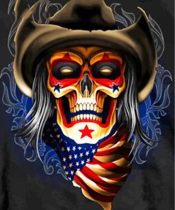 Patriotic Flags Skull Paint By Numbers