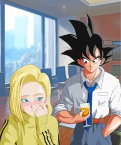 Android 18 and Goku Dragon Ball Z Paint By Numbers