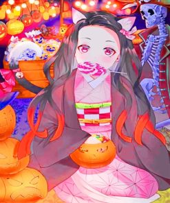 Anime Girl Halloween Fun Paint By Numbers