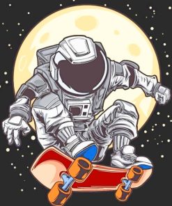 Astronaut Skateboard Space Paint By Numbers
