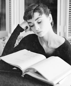 Audrey Hepburn Black and White Reading Paint By Numbers