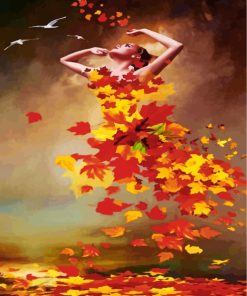 Maple Leaves Dancing Woman Paint By Numbers