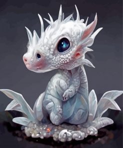 Baby Silver Dragon Fantasy Paint By Numbers