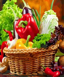 Vegetable Basket Delight Paint By Numbers