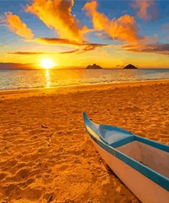 Beach Canoe Sunset Scene Paint By Numbers