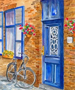 Bicycles in Brugge Scene Paint By Numbers