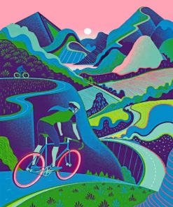 Mountain Biker Woman Illustration Paint By Numbers