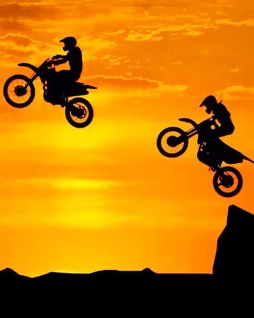 bikers-sunset-silhouette-paint-by-numbers