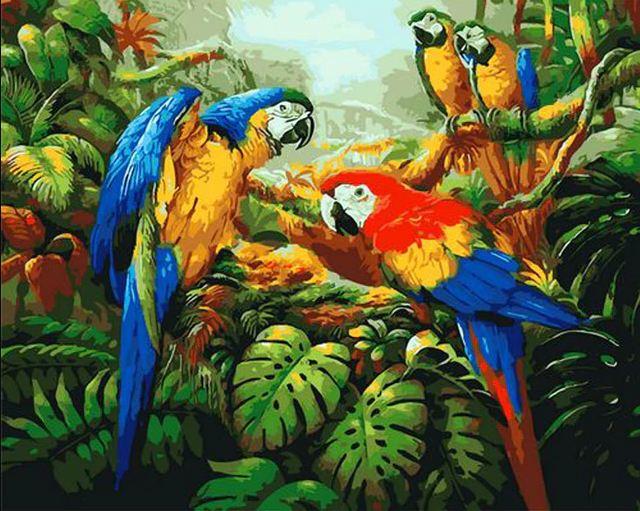 Finalize your Colorful Parrots Artwork