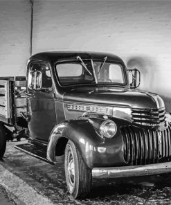 Classic Chevy Truck in Black and White Paint By Numbers