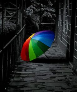 Colorful Black and White Umbrella Paint By Numbers
