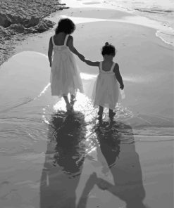 Black and White Beach Sisters Paint By Numbers