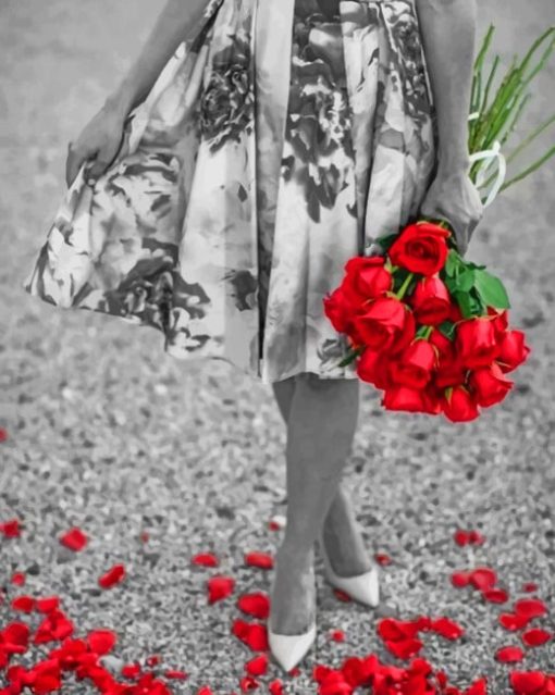 black-and-white-woman-with-red-flowers-paint-by-numbers