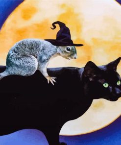 Black Cat and Squirrel Paint By Numbers