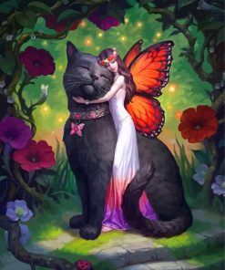 Black Cat and Butterfly Magic Paint By Numbers