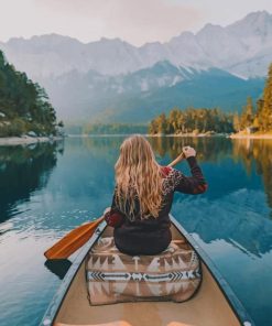 Blonde Girl Boating Seascape Paint By Numbers